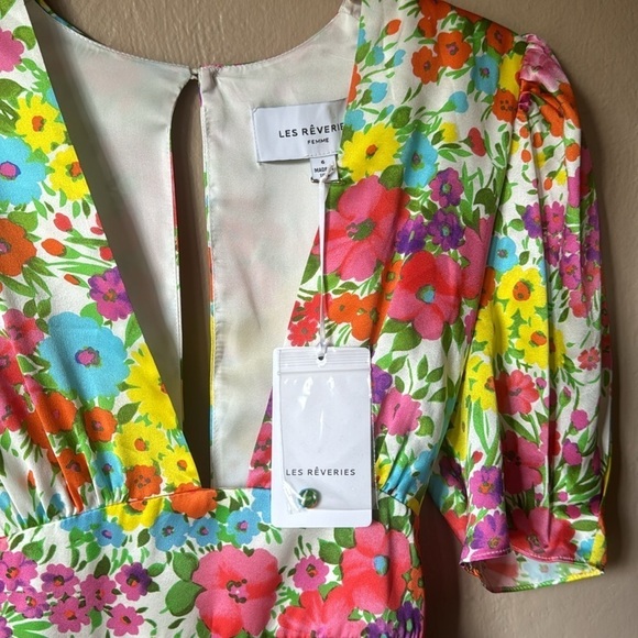 Les Reveries Silk Floral Dress Size 6 - Picture 2 of 9